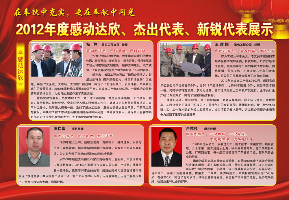 2012年度感动星空体育、杰出代表、新锐代表展示